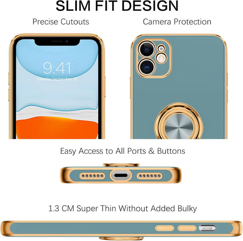 BENTOBEN iPhone 11 Case with 360° Ring Holder, Shockproof Slim Kickstand Magnetic Support Car Mount Women Men Non-Slip Protective Phone Case for i...