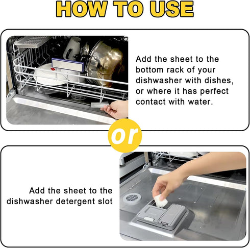 Eco Dishwasher Detergent Sheets Up To 160 Loads, Citrus Lemon Scent Plastic Free Dishwashing Soap Strips With High Efficient Solid Enzyme, Leaving...