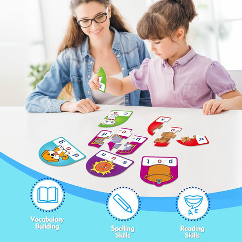 CVC Puzzle Cards for Kids,CVC Word Games,Phonics Games,Speech Therapy Toys for Toddlers,3 Alphabet Letter Word Puzzles,learning Spelling Games,Pre...
