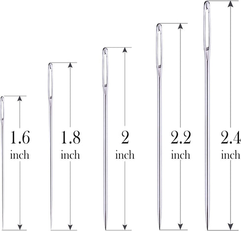 25 Large Eye Stitching Needles - 5 Sizes Big Eye Hand Sewing Needles in Clear Storage Tube...
