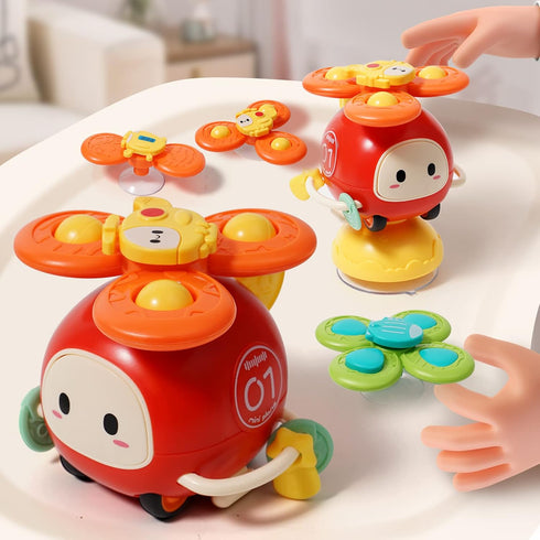 3Pcs Suction Cup Spinner Toy for Baby High Chair Toys 6-12-18,Baby Toys 6 to 12 Months Infant Helicopter Spinning Bath Toys Montessori Toys for 1 ...
