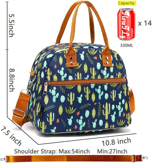 FlowFly Insulated Lunch Bag With Shoulder Strap for Women, Men, and Kids, Large and Reusable, Handle, Freezable Work and School Travel Tote and Me...