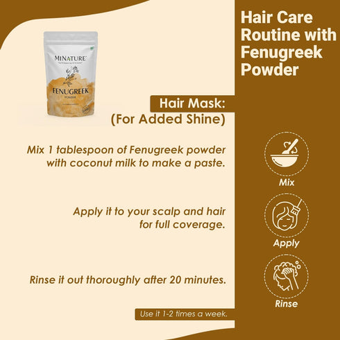 Mi Nature Fenugreek Powder - 100% Natural Trigonella Foenum Seeds - Pure Methi Powder for Cooking, Hair and Skin Care - 100g (3.5oz) Resealable Po...