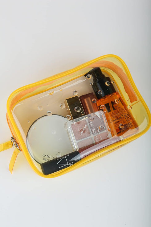Clear Pouch Small, Clear Makeup Bag, 6.6"x2.3"x4.7" Size TSA Approved Toiletry Bag, Clear Travel Bags for Toiletries, Clear Cosmetic Bag for Women...