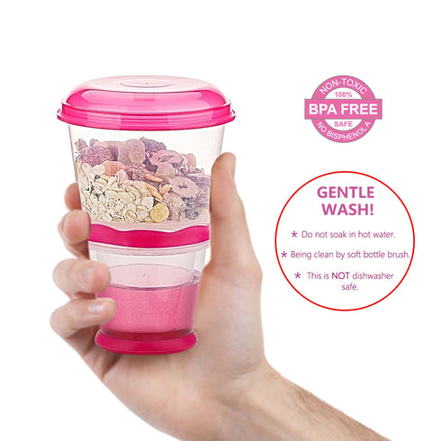 Cereal On The Go Cups Breakfast Drink Cups Portable Yogurt and Cereal to-Go Container Cup...