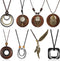 8 Pcs Long Wooden Pendant Necklaces for Women Bohemian Sweater Necklace Set Wooden Faux Leather Long Necklaces for Women Men Vintage Necklace Boho...