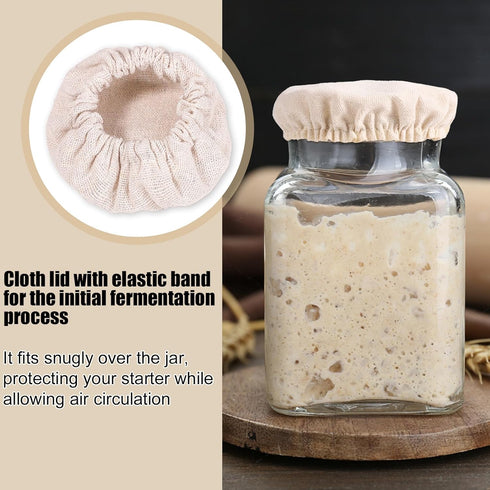 4pcs Cloth Covers for Sourdough Starter Jar, Cotton Elastic Cloth Jar Covers Reusable Cloth lid/Cap Top Cover Sourdough Proofing Bowl Cover Bread ...