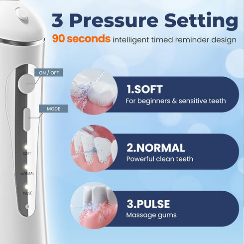 7AM2M Water Dental Flosser Cordless for Teeth,300ML Rechargeable Travel Portable Cleaner,with 6 Jet Tips and 3 Modes,IPX7 Waterproof Water Dental ...