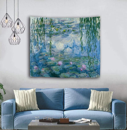 Monet Tapestry Water Lilies Flowers Tapestry Wall Hanging Art Home Decor for Living Room Bedroom Dorm 60 x 40 Inches...