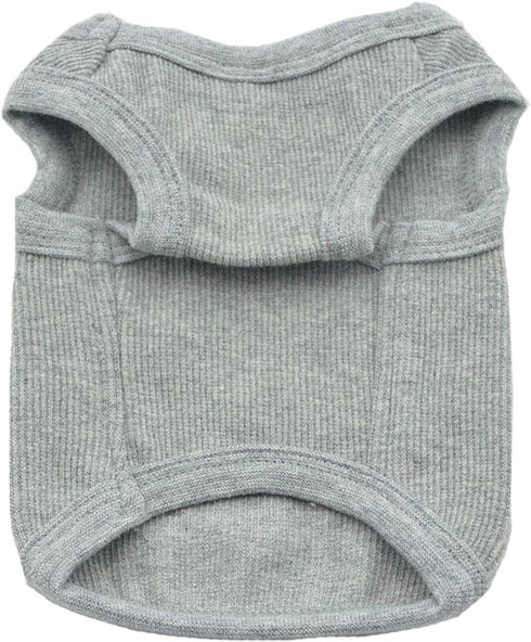Lovelonglong 2019 Summer Pet Clothing, Dog Clothes Blank T-Shirts Ribbed Tanks Top Thread Vests for Large Medium Small Dogs 100% Cotton Gray XS...