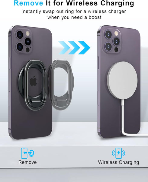?2024 Upgraded? Mag Safe Phone Ring Holder, SUPERONE Adjustable Magnetic Kickstand & Removable Phone Grip Compatible with iPhone 15 & 14 & 13 & 12...