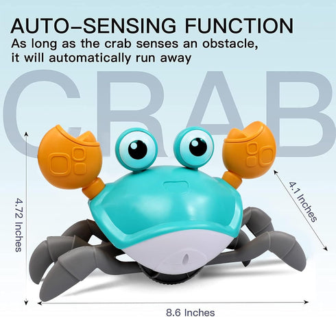 Crab Toys for Babies - Tummy Time Toy with Intelligent Sensor Crawl Music & Lights Infant Toy for 6-12 12-18 Months,1st Birthday Gifts, Toddler To...