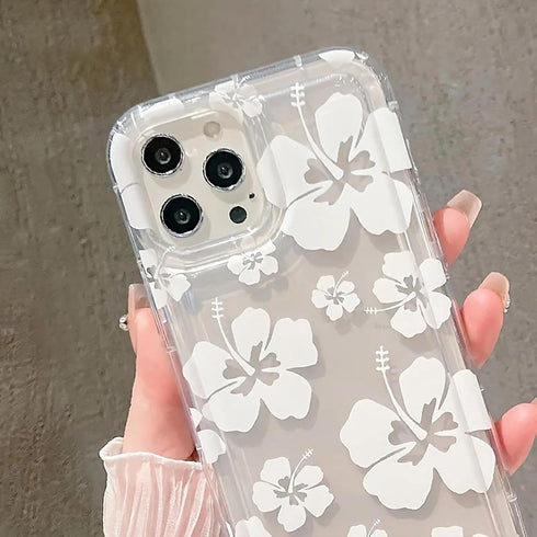 Fycyko Compatible for iPhone 14 Pro Max Case Cute Hibiscus Flower Print Clear Aesthetic Design Summer Floral with Women Teen Girls Soft TPU Phone ...