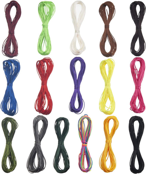 1 mm Nylon Cord for Bracelet Making, Silk Rattail Satin Cord for Chinese Knotting 16 Bundles, 175 Yards Totally Nylon String Beading Thread Rope f...