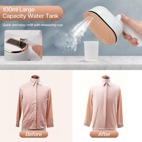 Mini Steam Iron, Travel Steamer for Clothes Portable Mini Iron, Portable Steamer for Dry and Wet Ironing, 970W Handheld Steamer 180° Rotatable Gar...