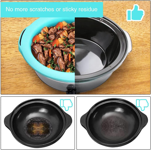 ChefAid Slow Cooker Liners, 100% Silicone Reusable Crock Pot Insert Accessories for 6-8 Oval or Round Quart Slow Cookers, Food Safe & Dishwasher S...