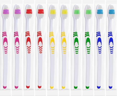 Bulk Toothbrushes - Individually Wrapped, Manual Disposable Travel Toothbrush Set for Adults or Kids, Made with a Medium-Soft Large Head, Travel T...