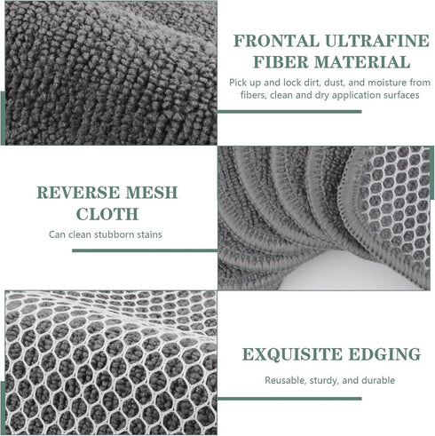 SINLAND Microfiber Dish Cloth for Washing Dishes Dish Washing Rags Best Kitchen Washcloth Cleaning Cloths Wash Cloths with Poly Scour Side 7.87Inc...