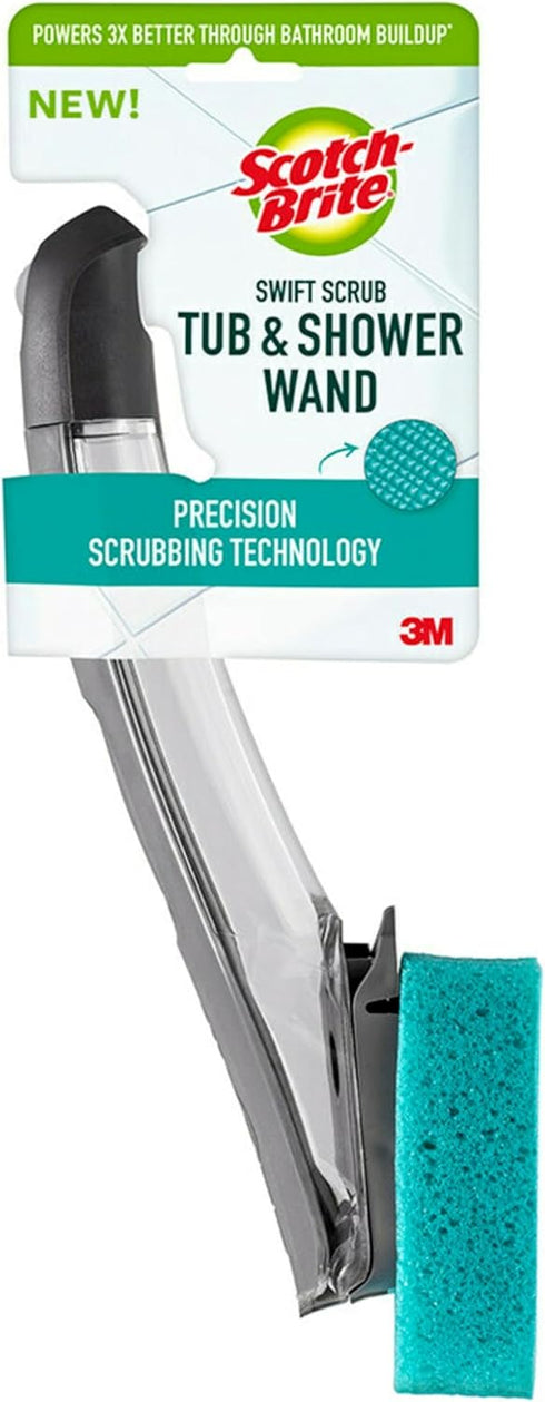 Scotch-Brite Scrub Tub & Shower Wand, Ideal for Bathroom Buildup, Glass Door, Shower and Bath Cleaner, Soap Scum Remover, 1 Wand...