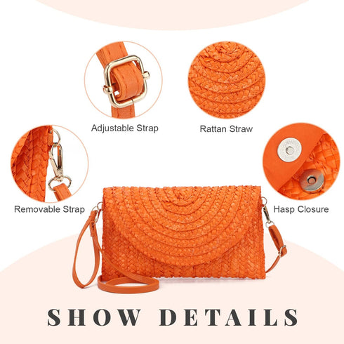 Straw Clutch Purse Bags for Women Summer Beach Purse Woven Straw Shoulder Bags Beach Clutch Bags...