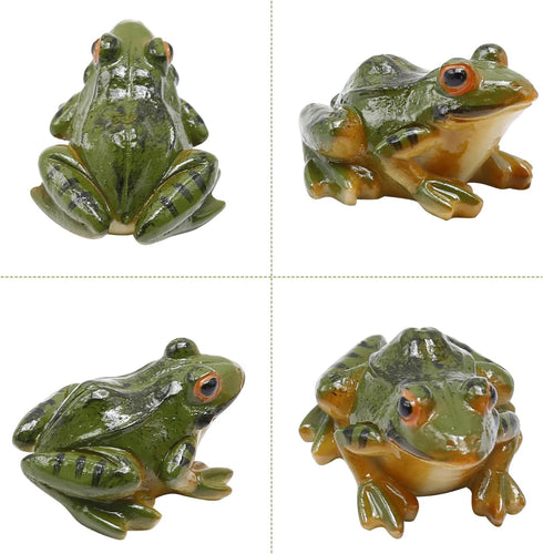 Miniature Frog Figurine, Fish Tank Decoration for Miniature Fairy Garden and Terrarium Statue(4 pcs)...