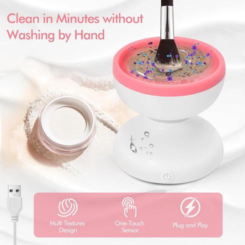 Reiyu Makeup Brush Cleaner Machine, Electric Makeup Brush Cleaner, Automatic Spinning Make Up Brush Cleaner Fit for All Size Makeup Brush?White?...