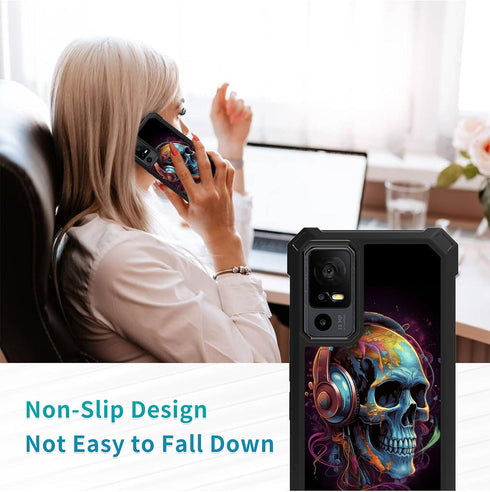 for TCL 40 XL Case,TCL 40 T Phone Case with Glass Screen Protector,Heavy Duty Hard PC,Shock-Absorbing Corner TPU Bumper Shockproof Protective Phon...