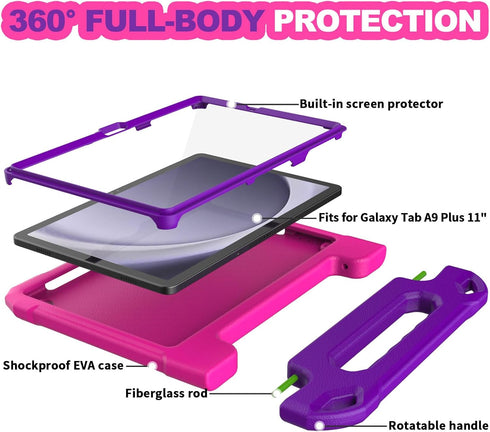 YIHE Kids Case for Samsung Galaxy Tab A9+/ A9 Plus 11 Inch 2023 (SM-X210/X216/X218), Shockproof Handle Stand Galaxy Tablet A9 Plus Case with Built...