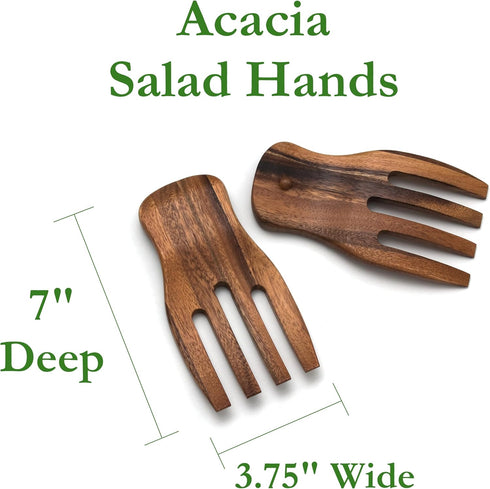 Lipper International Acacia Salad Hands, 3.75" x 7" x 1.88", One Pair...