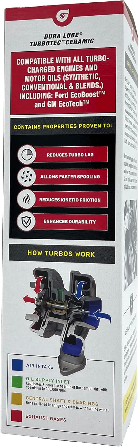 Dura Lube Turbo Tec Ceramic Turbo Protection Additive for All Turbos, Lower Temp 12-Ounce...
