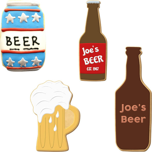 Bottle and Mug Cookie Cutter 4 Pc Set HS0465 with Sugar Cookie Recipe Card. Foose Brand USA...