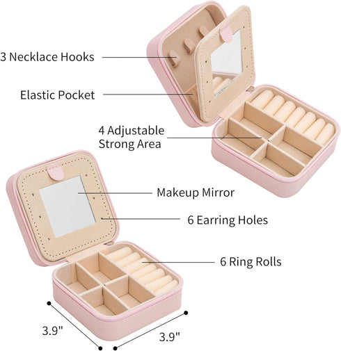 Jewelry Boxes & Organizers| Initial Travel Jewelry Box Case| Gold Initial Necklaces for Women Girls| Personalized Pink Jewelry Organizer| Graduati...