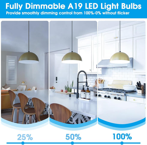 A19 LED Light Bulbs, 60 Watt Equivalent LED Bulb, Cool White 6000K, 900LM, E26 Base, Dimmable, 9W Bright White LED Bulb, 12-Pack...
