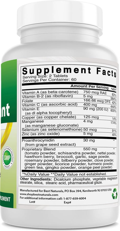 Best Naturals Super Antioxidant Formula 120 Tablets...