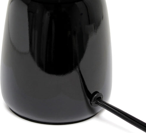 Simple Designs LT1134-BLK 10.04" Tall Traditional Ceramic Thimble Base Bedside Table Desk Lamp w Matching Fabric Shade for Home Decor, Nightstand,...