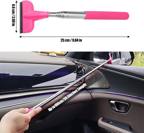 Car Window Mini Squeegee, Portable Tiny Car Side Mirror Squeegee Retractable Car Windshield Wiper to 39.5 in Windshield Squeegee for Car Windows U...