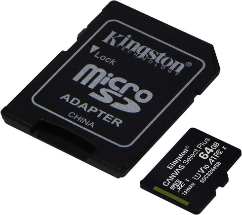 Kingston 64GB microSDXC Canvas Select Plus Class 10 Flash Memory Card SDCS2 Memory...