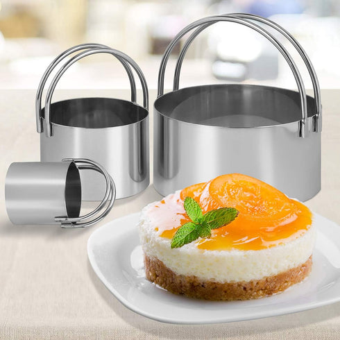 Biscuit Cutter Set,5-Piece Stainless Steel Round Cookie Cutter Set with Handle-Smooth,Multi-purpose Baking Tools...