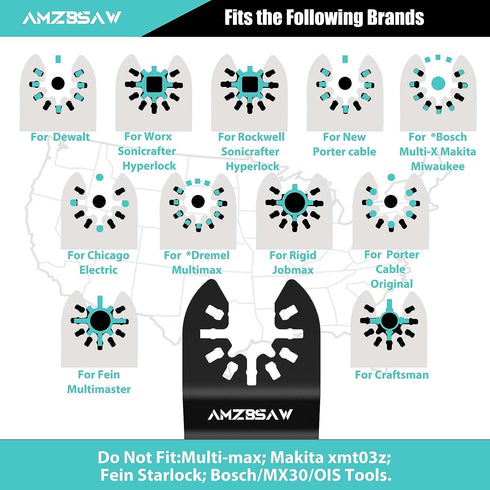 5 PCS Titanium Multi tool Blades Metal Cutting, 3Types Oscillating Tool Blade for Metal Nails Hard Material and Plastic Wood, Oscillating Blades K...