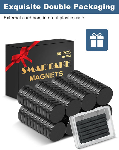 SMARTAKE 80 Pcs Refrigerator Magnets, Small Round Fridge Magnets, Multi-Use Premium Neodymium Office Magnets for Fridge, Whiteboard, Billboard in ...