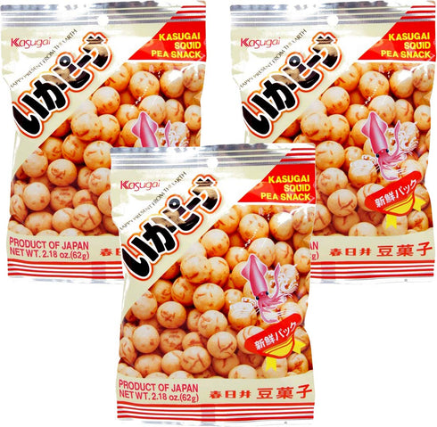 Kasugai Squid Pea Snack (Ika Peana) Net Wt. 2.18oz/62g (3 Pack)...