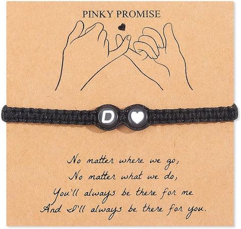 Initial Bracelets for Women Pinky Promise Bracelet Best Friend Bracelet Letter A-Z Bracelets Heart Charm Braided Bracelets Friendship Gifts for Fr...