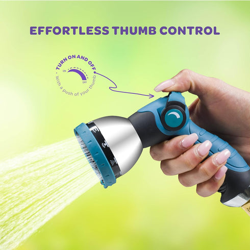 Hose Nozzle Heavy Duty Hose Sprayer With 10 Adjustable Watering Patterns. Thumb Control Design, Comfortable Ergonomic Grip, Garden Hose Nozzle for...