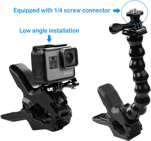 Suptig Jaws Flex Clamp Mount Gooseneck Mount for GoPro Hero 12 Hero 11 Hero 10 Hero 9 Hero 8 Hero 7 Hero 6 Hero 5 Hero 4 Session Hero 3+ Hero 3 Ak...