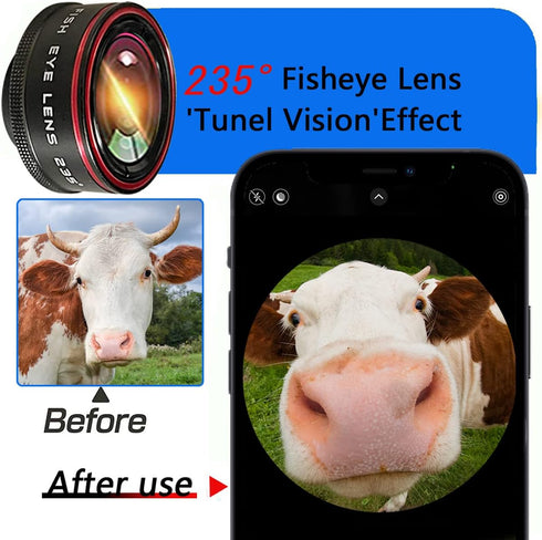 Phone Camera Lens, Clip on Cell HD Phone Fisheye Lens kit, 235° Fisheye Lens ?for Most iPhone Android Samsung Phones and Smartphones......