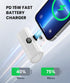 White Small Battery Charger for iPhone, Mini Portable Charger with Builtin Metal Stand, 5000mAh Ultra-Compact Power Bank?100%-0%? Digital Display ...