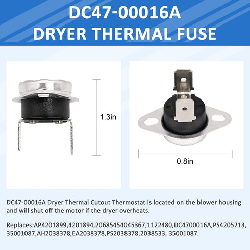 AMI PARTS DC96-00887C DC96 00887A Thermostat&DC47-00018A&DC32-00007A&DC47-00016A Thermostat Dryer Kit Dryer Thermistor Thermal Fuse Compatible with Samsung lG Kenmore Dryers