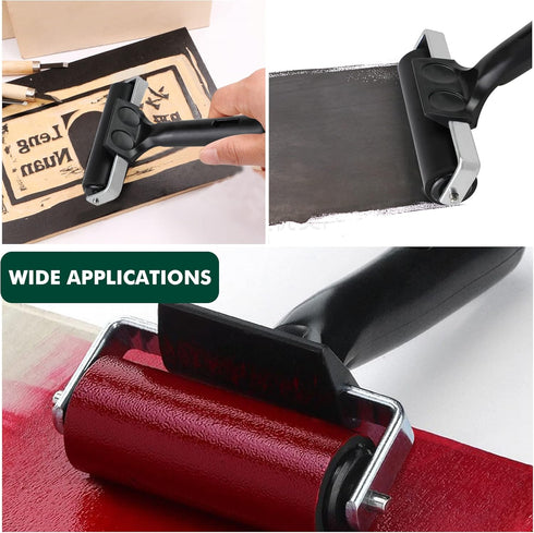 Lydia's Deal Rubber Roller Brayer for Printmaking, Ink Roller Tool Brayer Rollers for Crafting, Printing, Inking and Stamping (4-Inch, Black)...