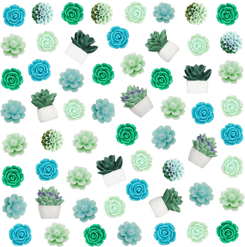 60 PCS Decorative Push Pins Set, Succulent Plants & Flowers Rose Thumb Tack Decorative Cute Push pins for Cork Board Bulletin Board Maps Photos Wa...
