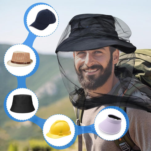 South to East Premium Mosquito Head Net for Insect, 2 Pack, Fly & Bug Protection | Ultra Large & Long, Extra Fine Holes for Camping, Hiking, Finsh...